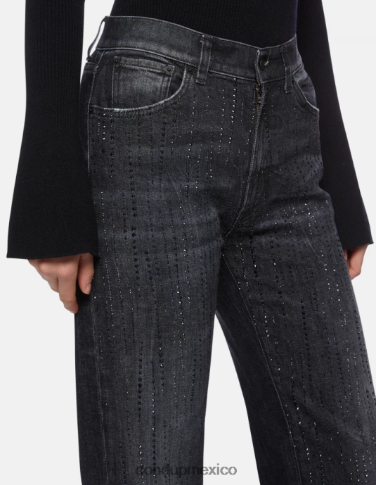 negro DONDUP mujer jeans mabel de mezclilla elástica con pernera ancha vestir D0VXD92