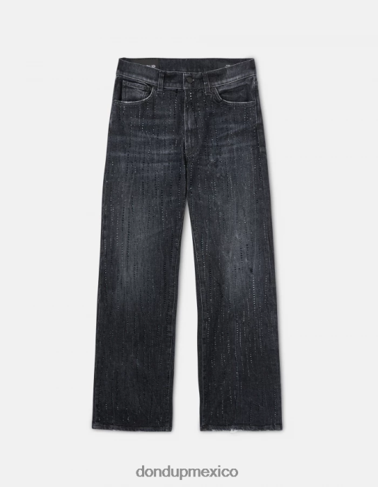 negro DONDUP mujer jeans mabel de mezclilla elástica con pernera ancha vestir D0VXD92