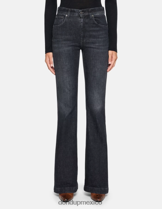 negro DONDUP mujer jeans olivia de denim elástico con corte bootcut vestir D0VXD58