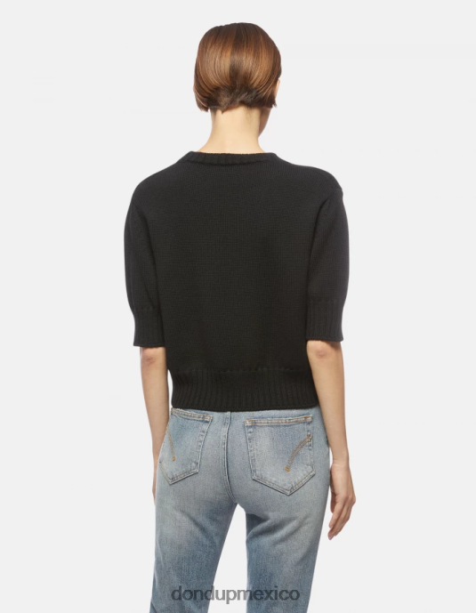 negro DONDUP mujer jersey de lana con cuello redondo vestir D0VXD332
