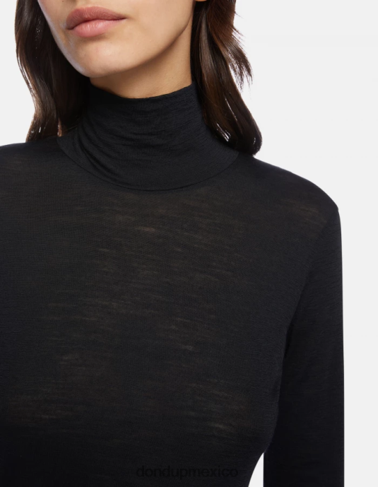 negro DONDUP mujer jersey de lana slim fit con cuello tipo polo vestir D0VXD436