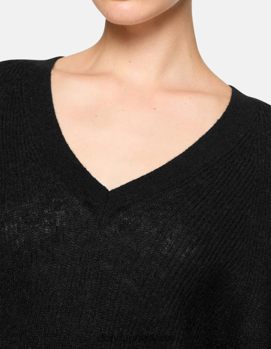 negro DONDUP mujer jersey de mohair con cuello en V vestir D0VXD301