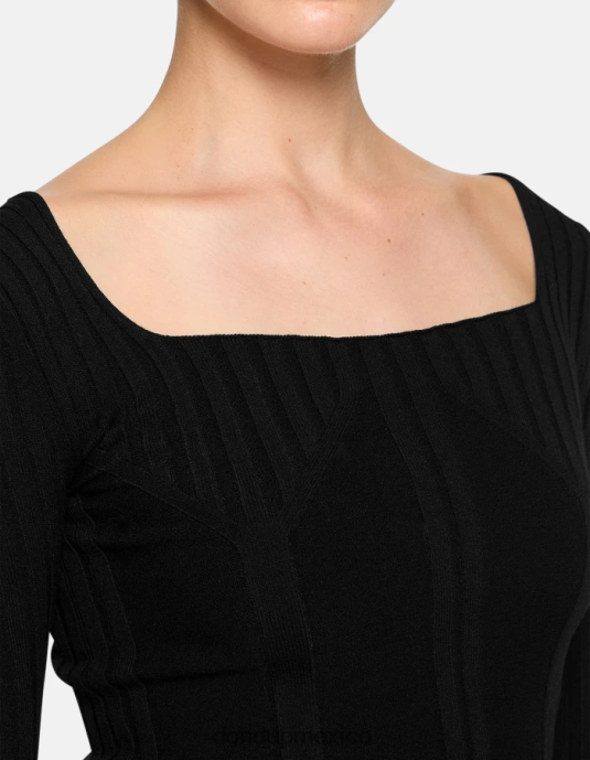negro DONDUP mujer jersey de viscosa con cuello redondo vestir D0VXD299