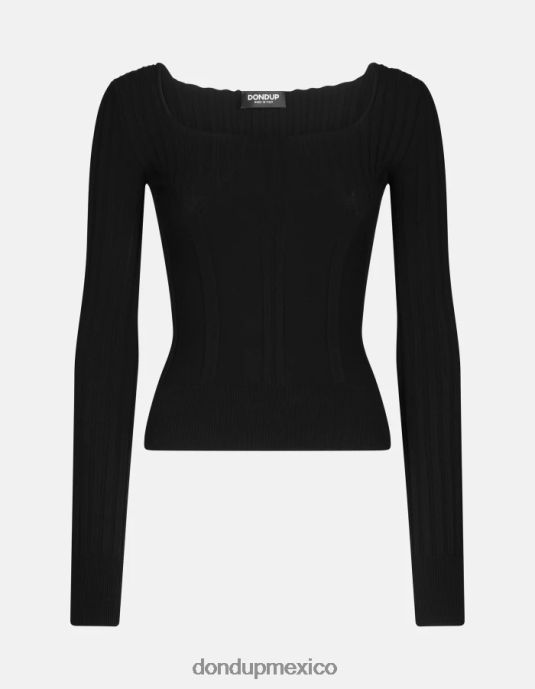 negro DONDUP mujer jersey de viscosa con cuello redondo vestir D0VXD299