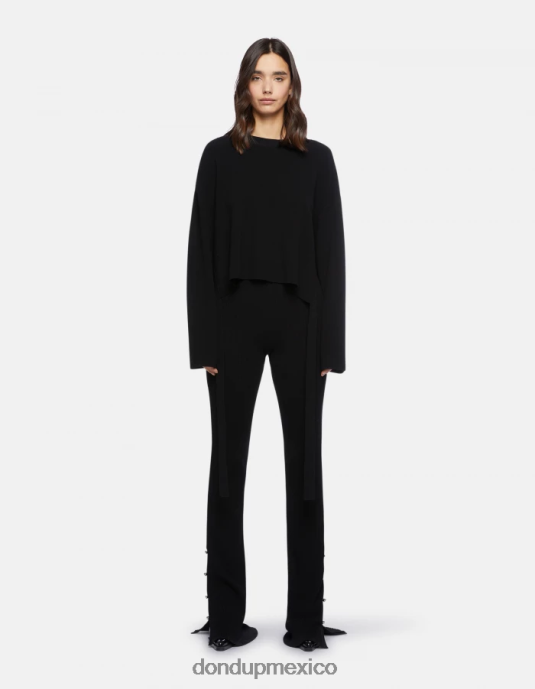 negro DONDUP mujer jersey de viscosa con cuello redondo vestir D0VXD333