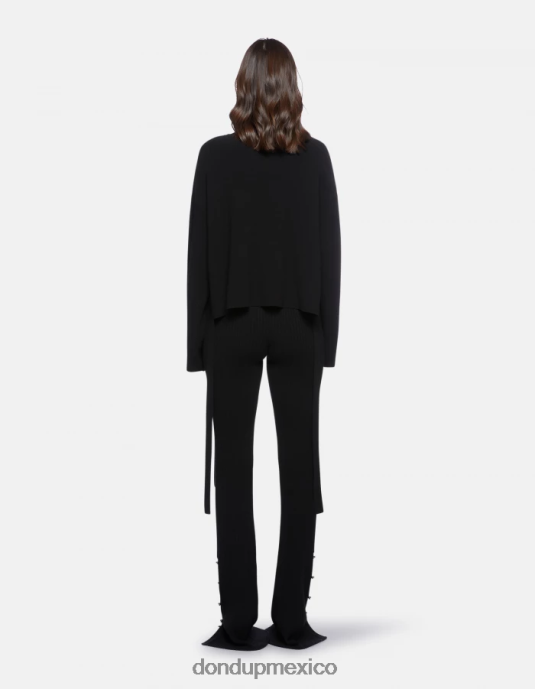 negro DONDUP mujer jersey de viscosa con cuello redondo vestir D0VXD333
