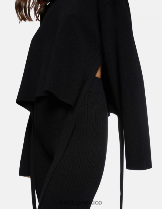 negro DONDUP mujer jersey de viscosa con cuello redondo vestir D0VXD333