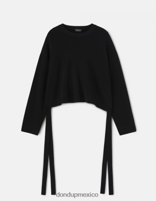 negro DONDUP mujer jersey de viscosa con cuello redondo vestir D0VXD333