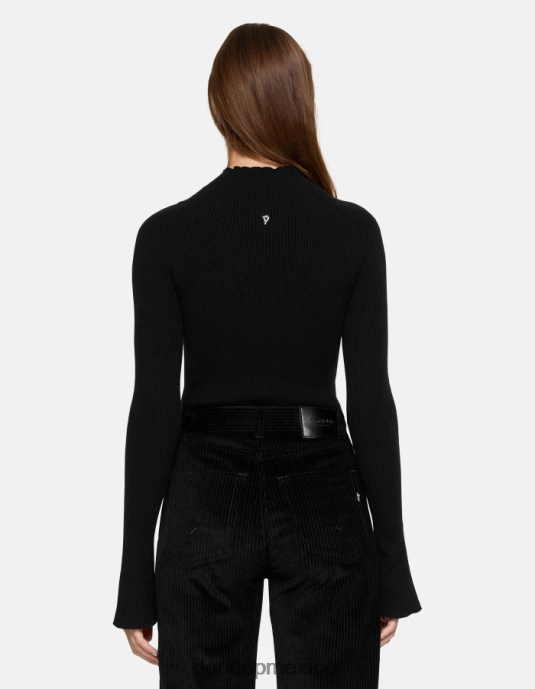 negro DONDUP mujer jersey de viscosa slim fit con cuello tipo polo vestir D0VXD305