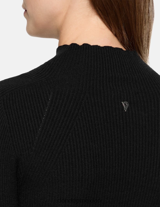 negro DONDUP mujer jersey de viscosa slim fit con cuello tipo polo vestir D0VXD305