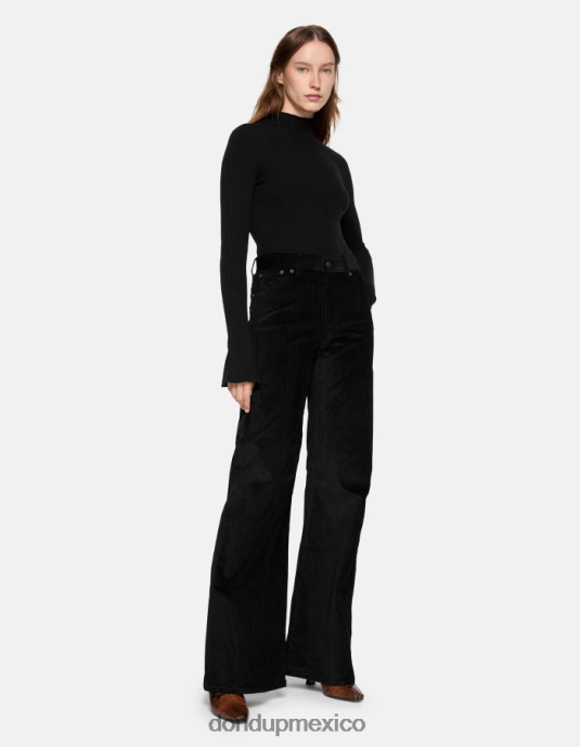 negro DONDUP mujer jersey de viscosa slim fit con cuello tipo polo vestir D0VXD305