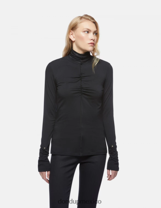 negro DONDUP mujer jersey de viscosa slim fit con cuello tipo polo vestir D0VXD440