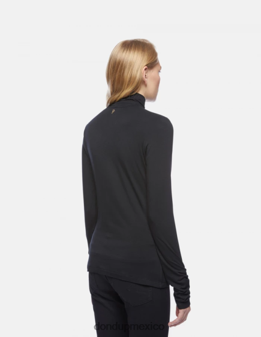 negro DONDUP mujer jersey de viscosa slim fit con cuello tipo polo vestir D0VXD440
