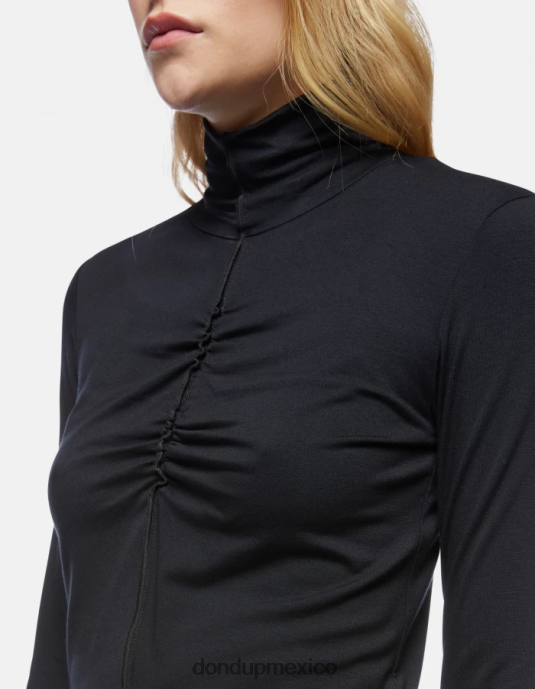 negro DONDUP mujer jersey de viscosa slim fit con cuello tipo polo vestir D0VXD440