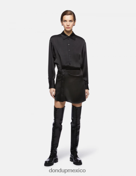 negro DONDUP mujer mini vestido de raso vestir D0VXD288
