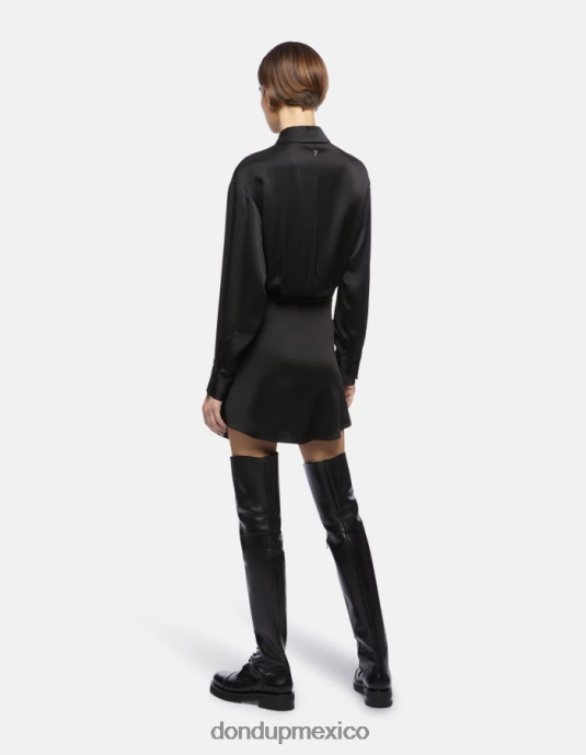 negro DONDUP mujer mini vestido de raso vestir D0VXD288