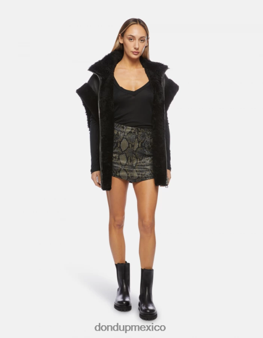 negro DONDUP mujer minifalda de algodón estampada vestir D0VXD408