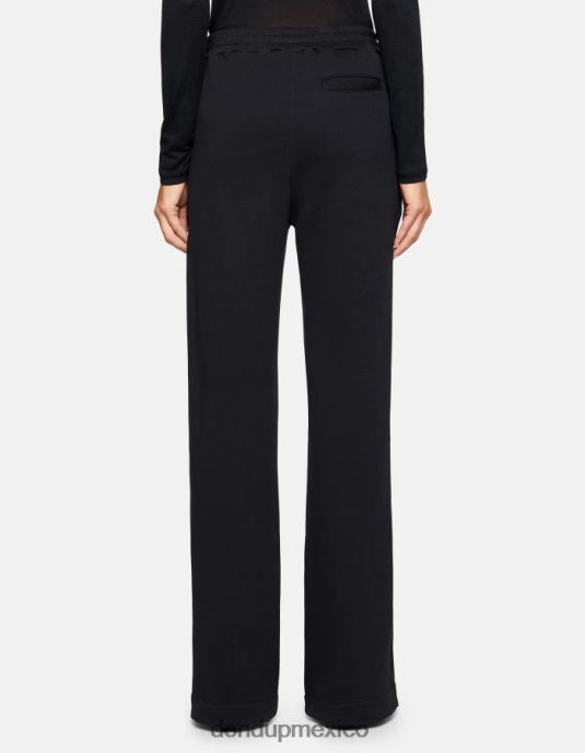 negro DONDUP mujer pantalones anchos de lana vestir D0VXD186
