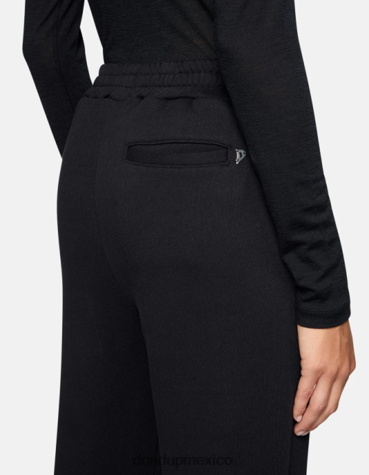negro DONDUP mujer pantalones anchos de lana vestir D0VXD186