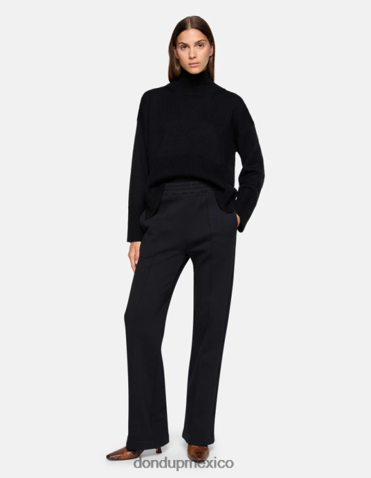 negro DONDUP mujer pantalones anchos de lana vestir D0VXD186