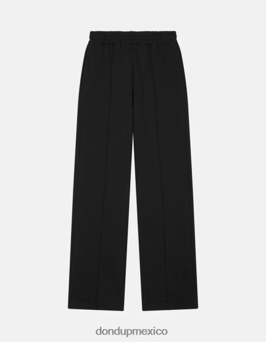 negro DONDUP mujer pantalones anchos de lana vestir D0VXD186