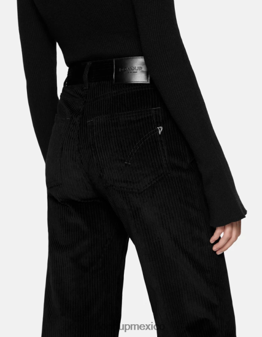 negro DONDUP mujer pantalones anchos de terciopelo color ámbar vestir D0VXD46