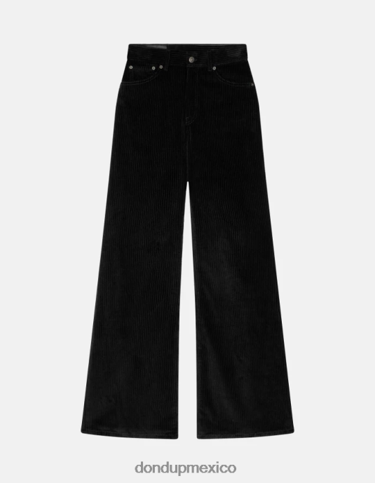 negro DONDUP mujer pantalones anchos de terciopelo color ámbar vestir D0VXD46