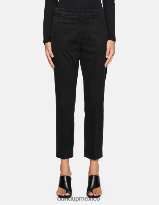 negro DONDUP mujer pantalones ariel carrot-fit de algodón de 27 pulgadas vestir D0VXD165