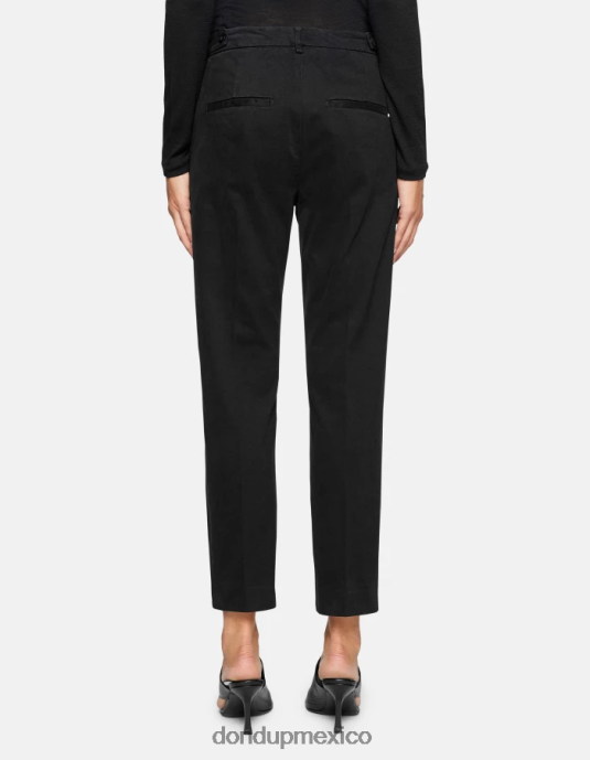negro DONDUP mujer pantalones ariel carrot-fit de algodón de 27 pulgadas vestir D0VXD165