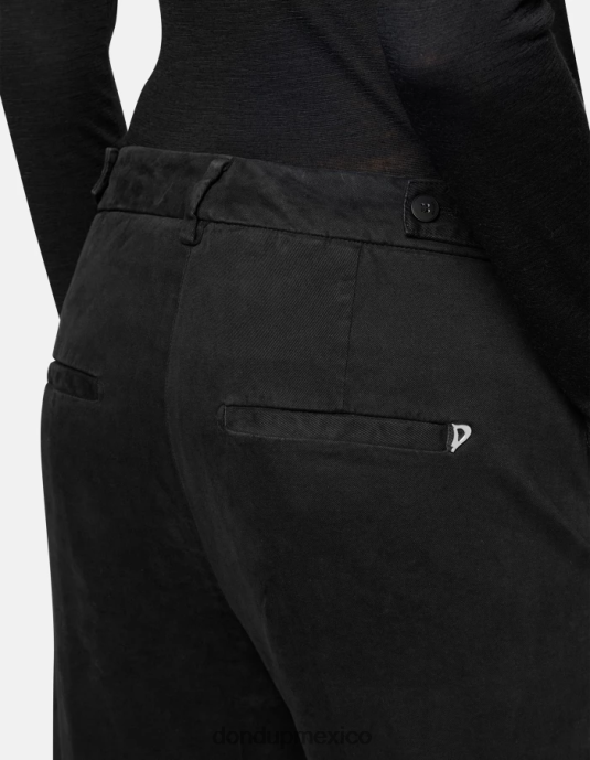 negro DONDUP mujer pantalones ariel carrot-fit de algodón de 27 pulgadas vestir D0VXD165