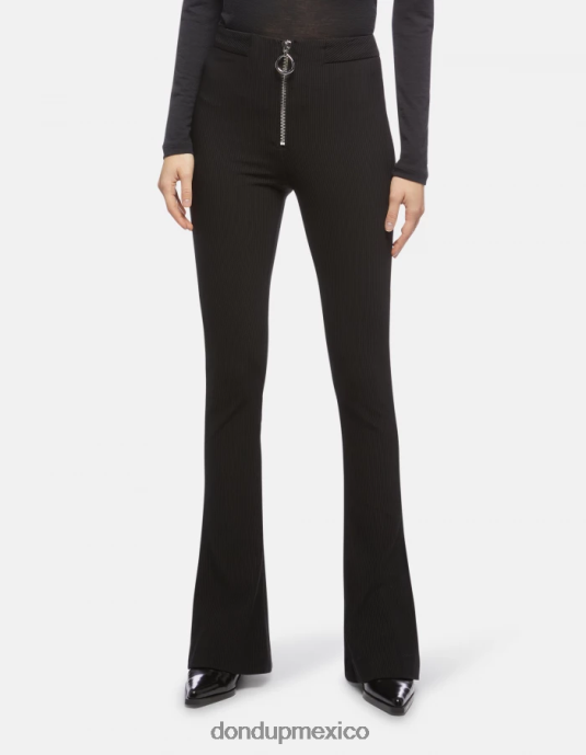 negro DONDUP mujer pantalones avril de punto con corte bootcut vestir D0VXD217