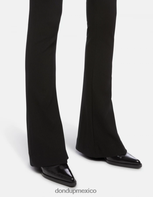 negro DONDUP mujer pantalones avril de punto con corte bootcut vestir D0VXD217
