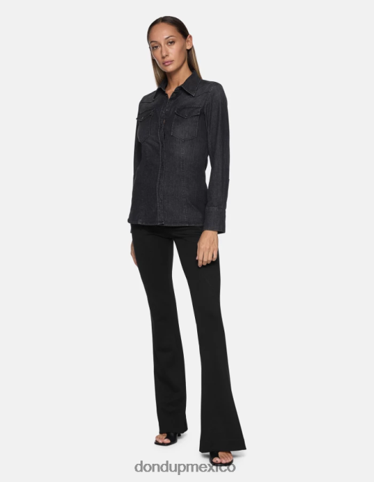 negro DONDUP mujer pantalones bootcut Lexi de punto vestir D0VXD158