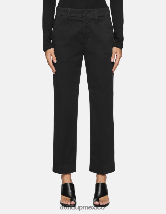 negro DONDUP mujer pantalones capri holgados de satén meli vestir D0VXD225