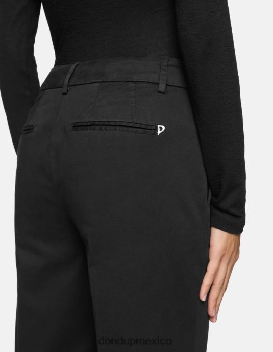 negro DONDUP mujer pantalones capri holgados de satén meli vestir D0VXD225