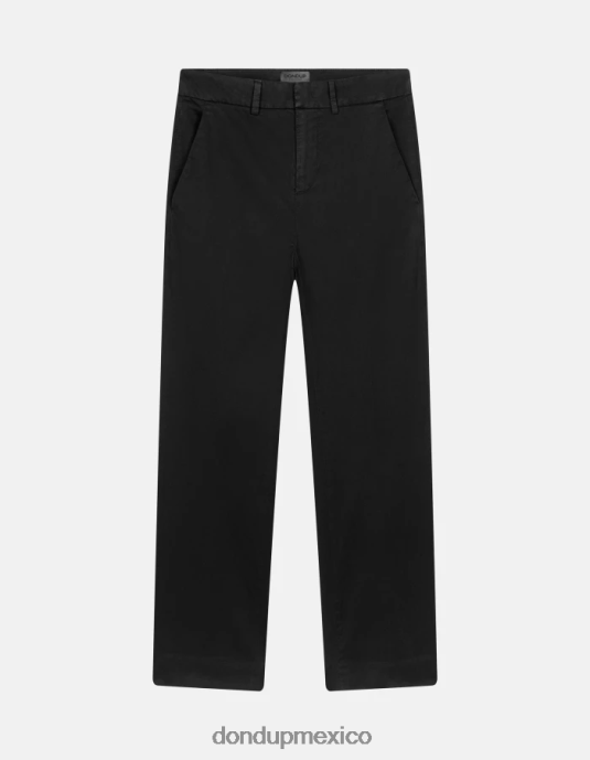 negro DONDUP mujer pantalones capri holgados de satén meli vestir D0VXD225