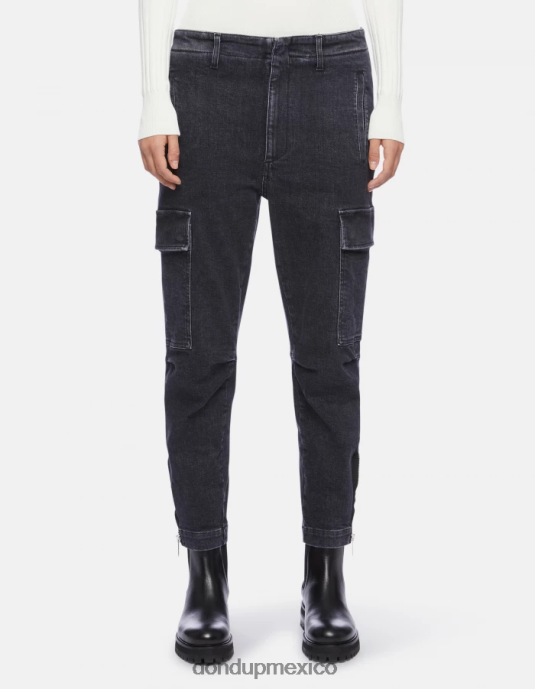 negro DONDUP mujer pantalones cargo de mezclilla elástica Eve vestir D0VXD160