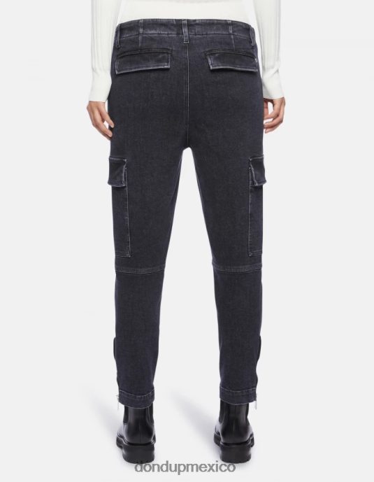 negro DONDUP mujer pantalones cargo de mezclilla elástica Eve vestir D0VXD160