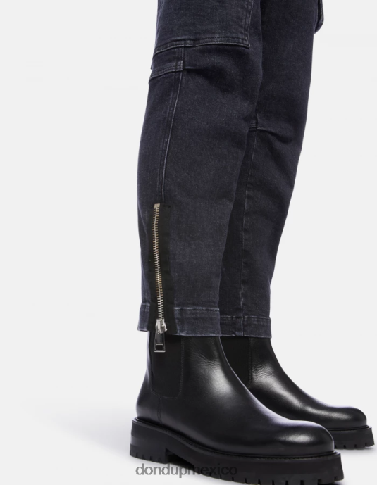 negro DONDUP mujer pantalones cargo de mezclilla elástica Eve vestir D0VXD160