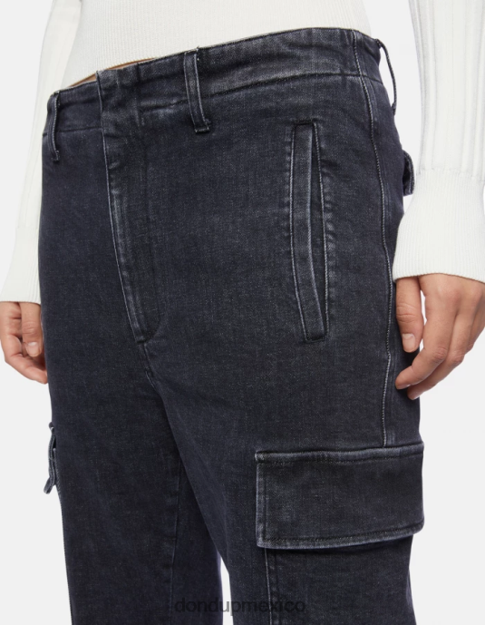 negro DONDUP mujer pantalones cargo de mezclilla elástica Eve vestir D0VXD160
