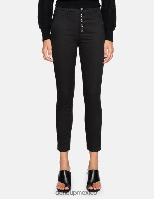 negro DONDUP mujer pantalones carmen slim de algodón vestir D0VXD206