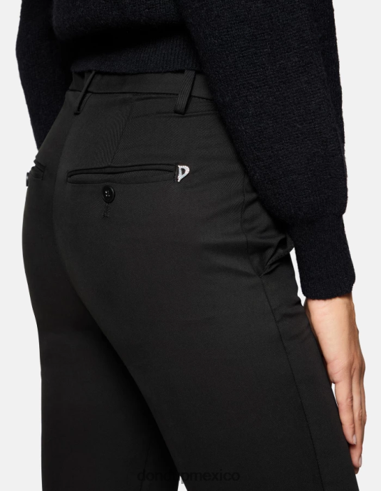 negro DONDUP mujer pantalones carmen slim de algodón vestir D0VXD206