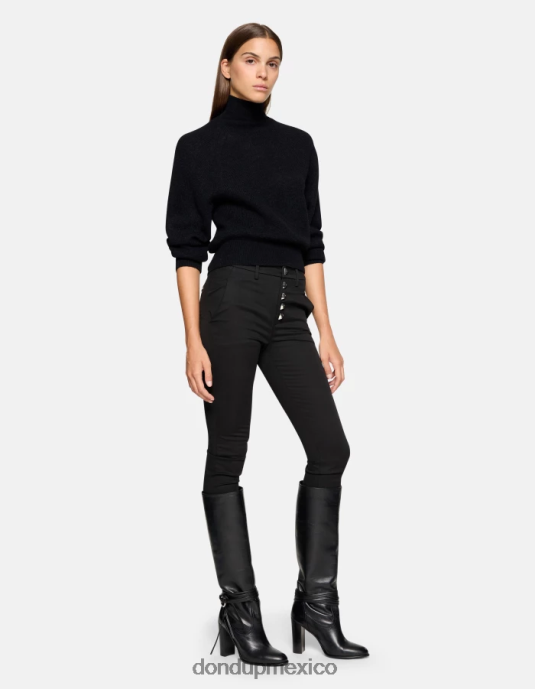 negro DONDUP mujer pantalones carmen slim de algodón vestir D0VXD206