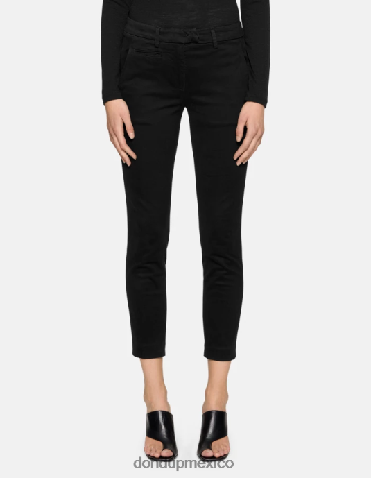 negro DONDUP mujer pantalones de algodón perfectos y ajustados vestir D0VXD177