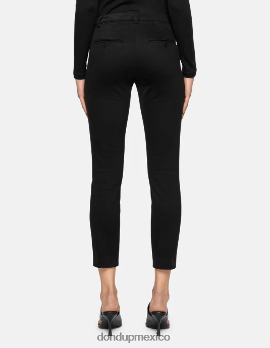 negro DONDUP mujer pantalones de algodón perfectos y ajustados vestir D0VXD177
