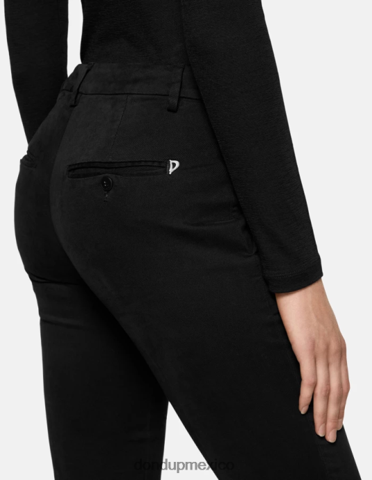 negro DONDUP mujer pantalones de algodón perfectos y ajustados vestir D0VXD177