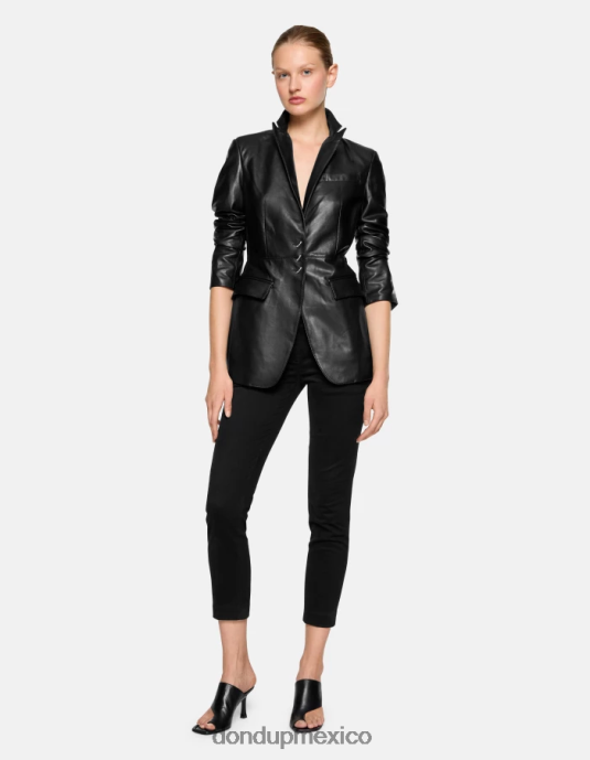 negro DONDUP mujer pantalones de algodón perfectos y ajustados vestir D0VXD177