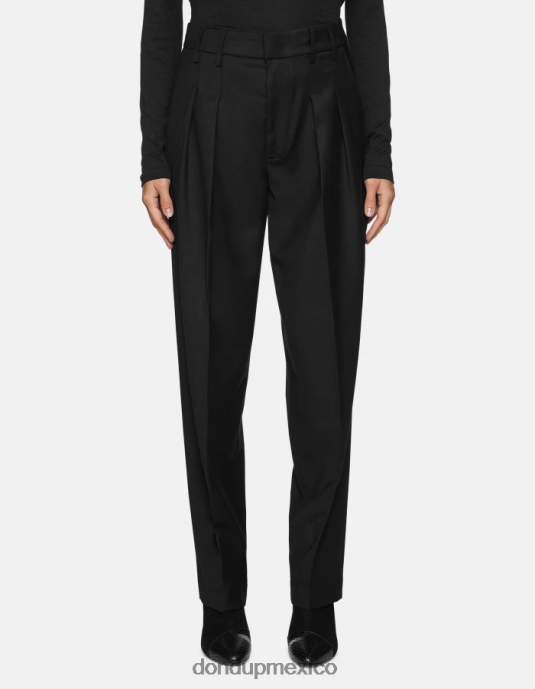 negro DONDUP mujer pantalones holgados de franela daly vestir D0VXD195