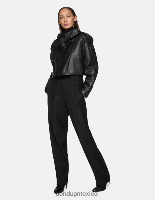 negro DONDUP mujer pantalones holgados de franela daly vestir D0VXD195