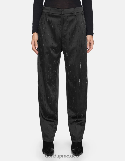 negro DONDUP mujer pantalones holgados de satén micaela vestir D0VXD190